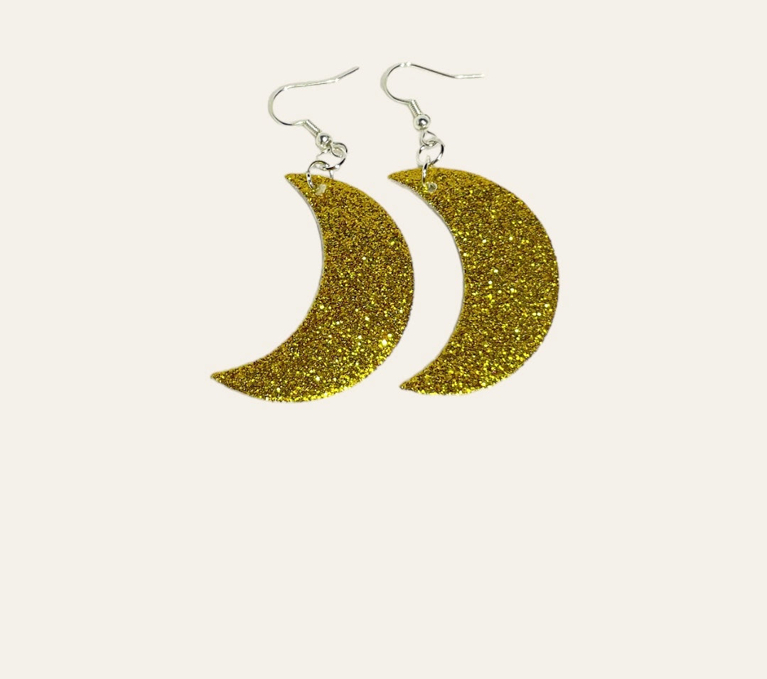 Glitter Moon Earrings