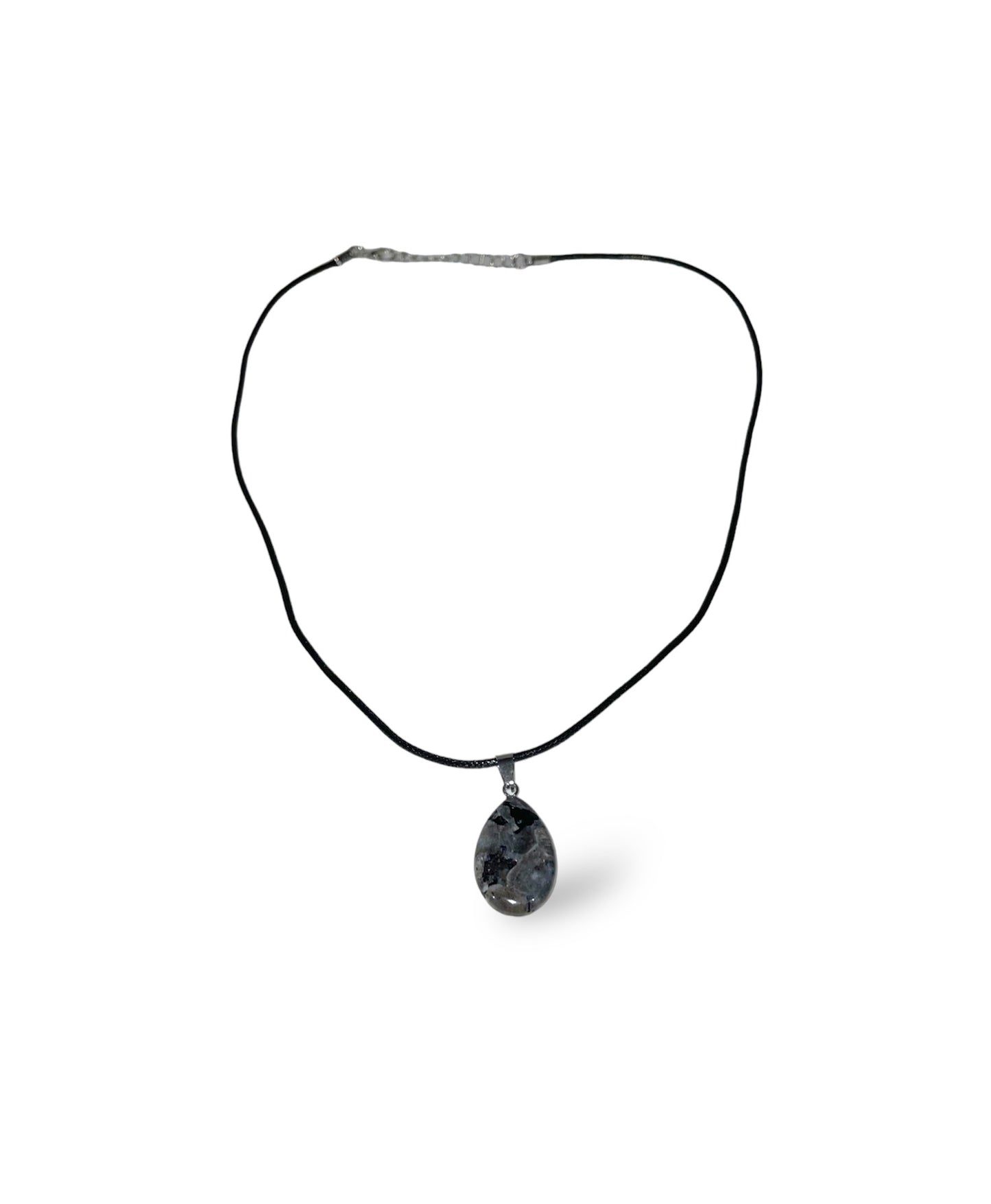 Black Cord Necklace with a Stone