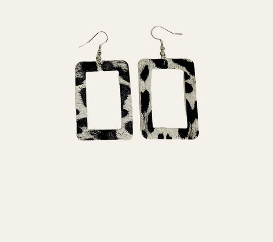 Rectangle Cheetah Earrings